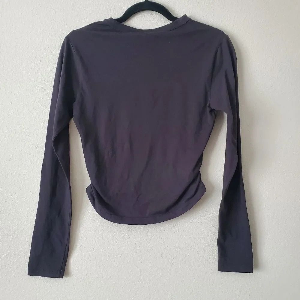 A.L.C. Jordan Keyhole Faux Wrap Black Cotton Long Sleeve Top Size XS - Picture 6 of 7